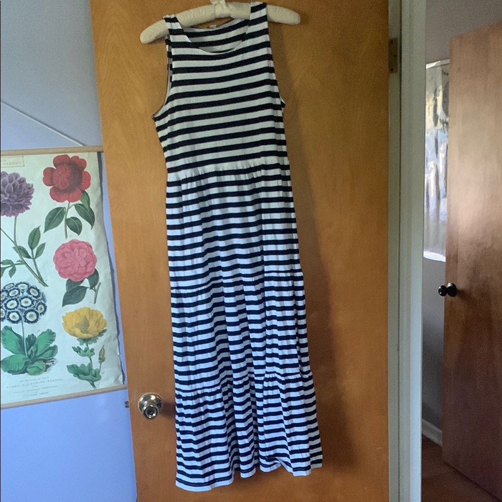 J. Crew Navy and White Striped Maxi Dress